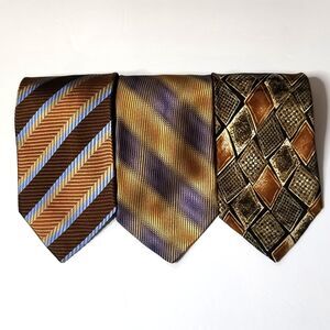 Bachrach 100% Silk Men's Suit Tie Bundle Made in Italy Brown Tones Mixed Lot